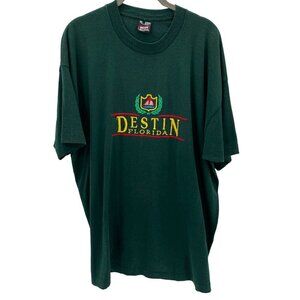 Vintage Fruit of the Loom Destin Florida Green T-Shirt Men's Size XXL